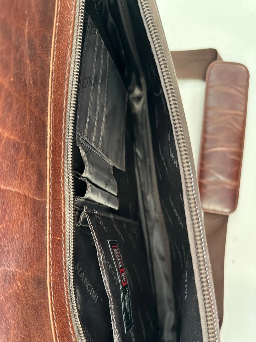 Mancini Leather Briefcase with adjustable shoulder strap